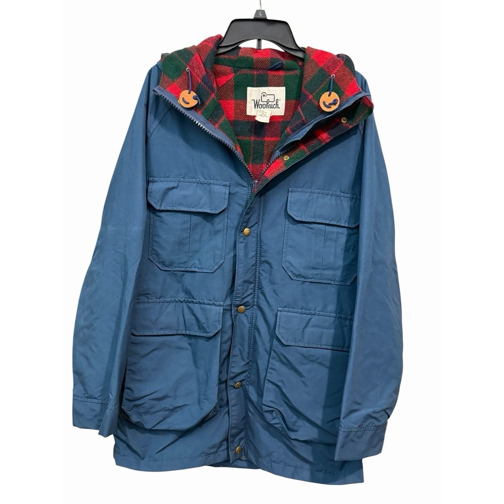 Woolrich‎ Coat Parka Mens Sz Medium Hooded Wool Plaid Lining 1960's USA #HR-5